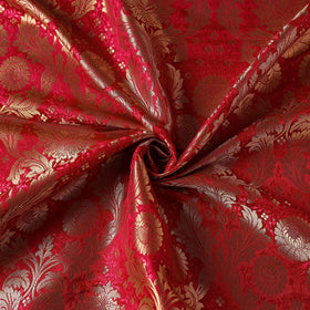 Red - brocade silk banarasi fabric 01 - handcrafted