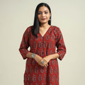 Buy Ajrakh Hand Block Printed Cotton Kurta Online at iTokri.com