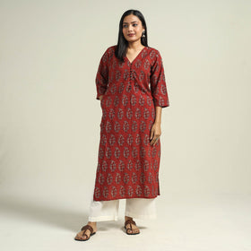 Buy Ajrakh Hand Block Printed Cotton Kurta Online at iTokri.com