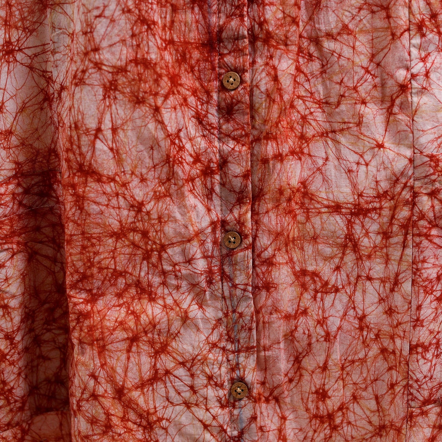 Red - button down cotton batik dress 04 - handcrafted