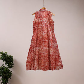 Red - button down cotton batik dress 04 - handcrafted