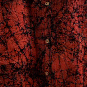 Red - button down cotton batik dress 06 - handcrafted