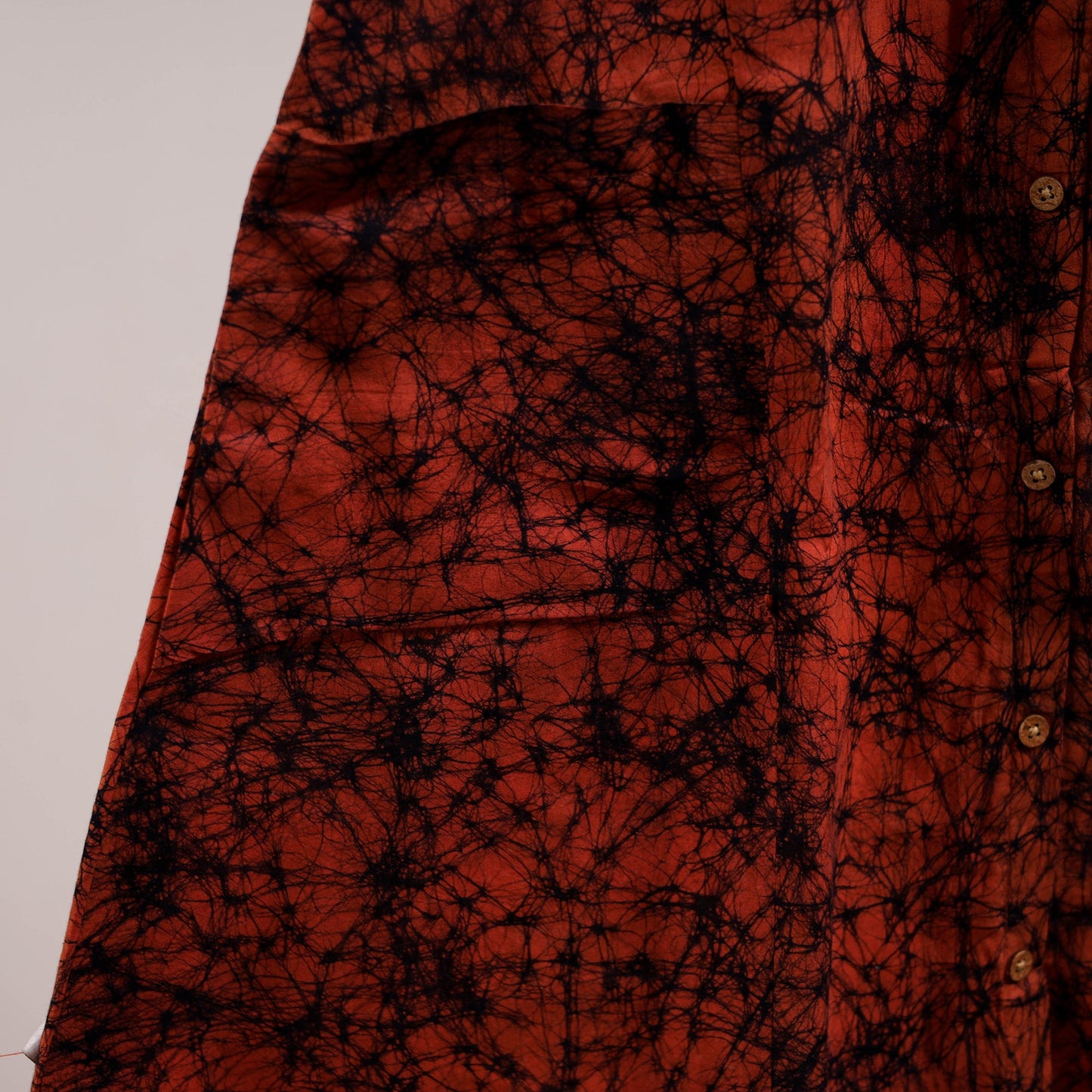 Red - button down cotton batik dress 06 - handcrafted