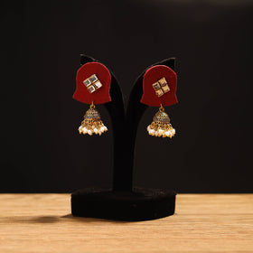 Red - chanchal stone work fabart gs jhumka earrings