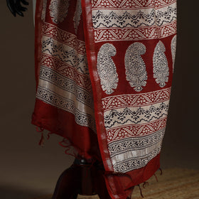 Chanderi silk bagh natural dyed dupatta with zari border 08