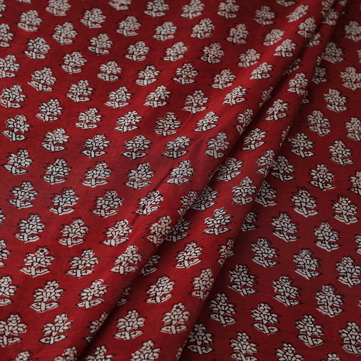  Red Chanderi Silk Bagh Print Fabric 
