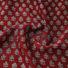  Red Chanderi Silk Bagh Print Fabric 