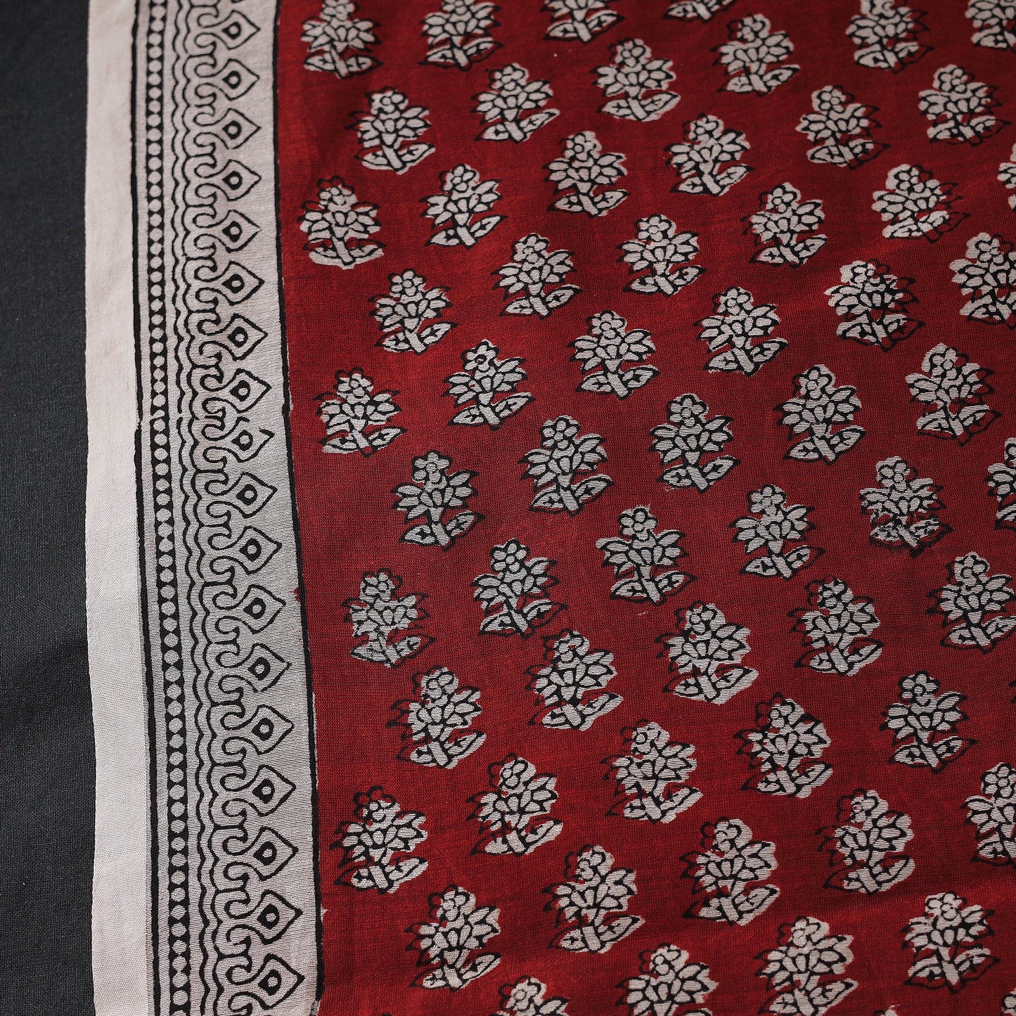 Red Chanderi Silk Bagh Print Fabric 