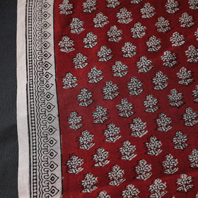 Red Chanderi Silk Bagh Print Fabric 
