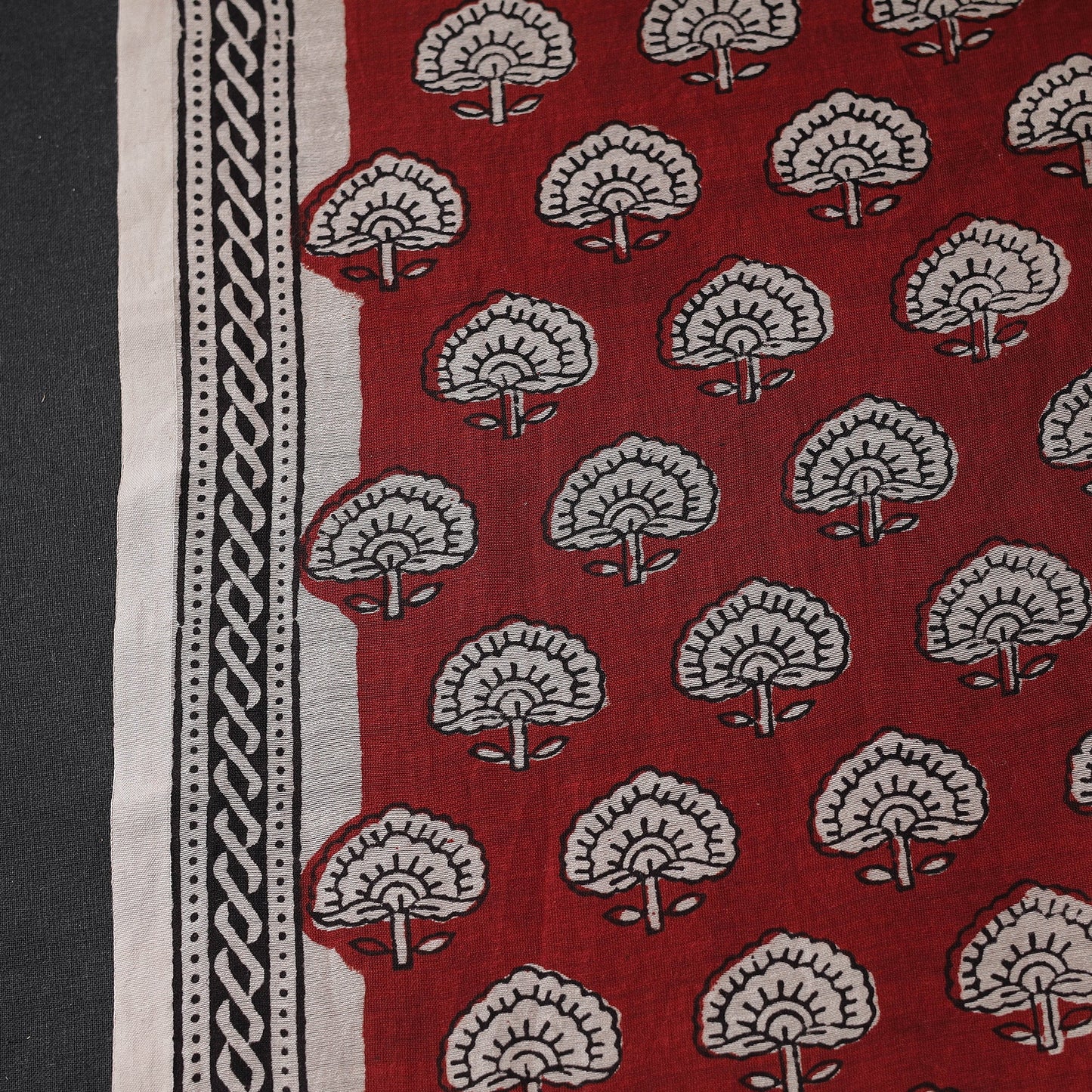 Red - Chanderi Silk Bagh Print Fabric 05