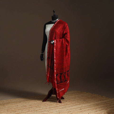 Chanderi silk bagh natural dyed dupatta with zari border 02