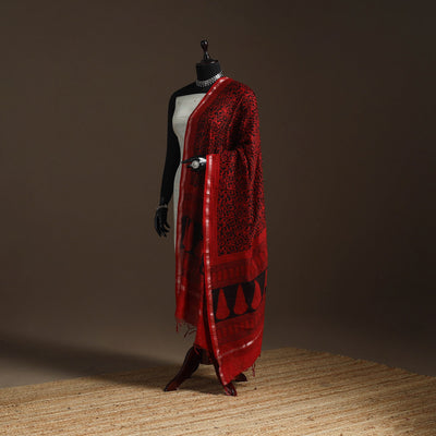 Chanderi silk bagh natural dyed dupatta with zari border 03