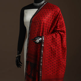 Chanderi silk bagh natural dyed dupatta with zari border 04