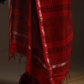 Chanderi silk bagh natural dyed dupatta with zari border 06