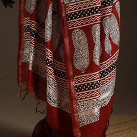 Chanderi silk bagh natural dyed dupatta with zari border 07