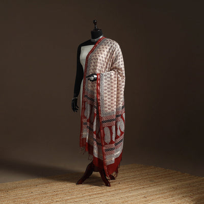 Chanderi silk bagh natural dyed dupatta with zari border 07