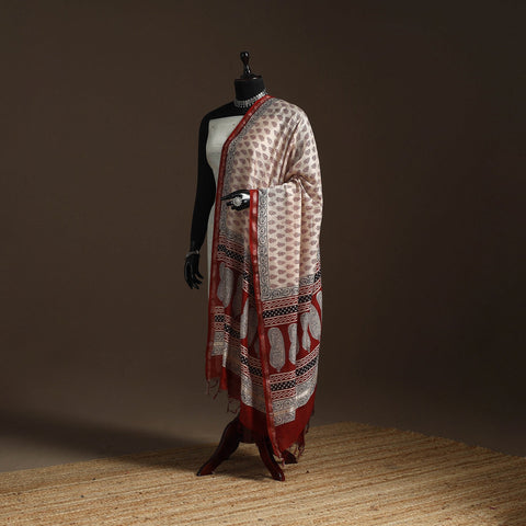 Chanderi silk bagh natural dyed dupatta with zari border 07