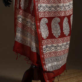 Chanderi silk bagh natural dyed dupatta with zari border 08