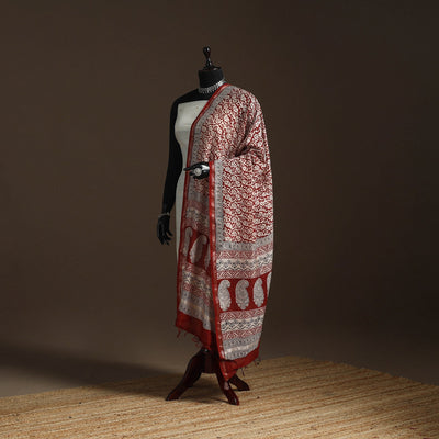 Chanderi silk bagh natural dyed dupatta with zari border 08