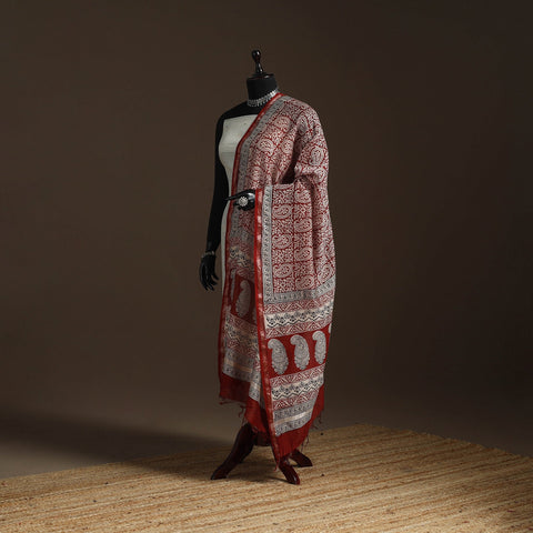 Chanderi silk bagh natural dyed dupatta with zari border 09