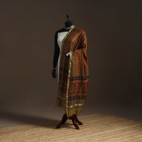 Chanderi silk bagh natural dyed dupatta with zari border 45