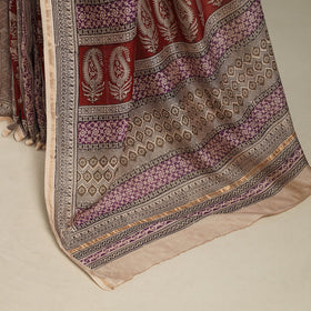 Red - handloom chanderi silk bagh saree 10 - handcrafted