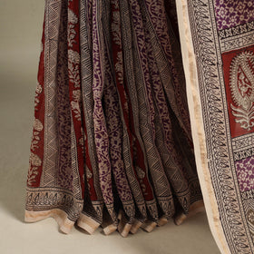 Red - handloom chanderi silk bagh saree 10 - handcrafted