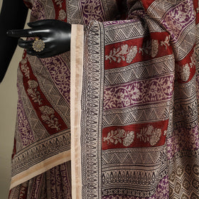 Red - handloom chanderi silk bagh saree 10 - handcrafted