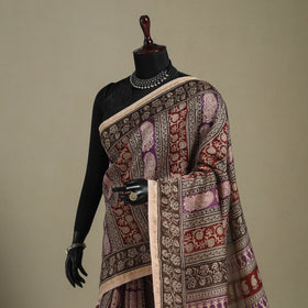 Red - handloom chanderi silk bagh saree 11 - handcrafted