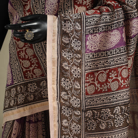 Red - handloom chanderi silk bagh saree 11 - handcrafted