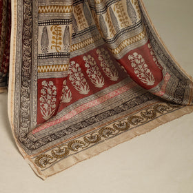 Red - handloom chanderi silk bagh saree 14 - handcrafted