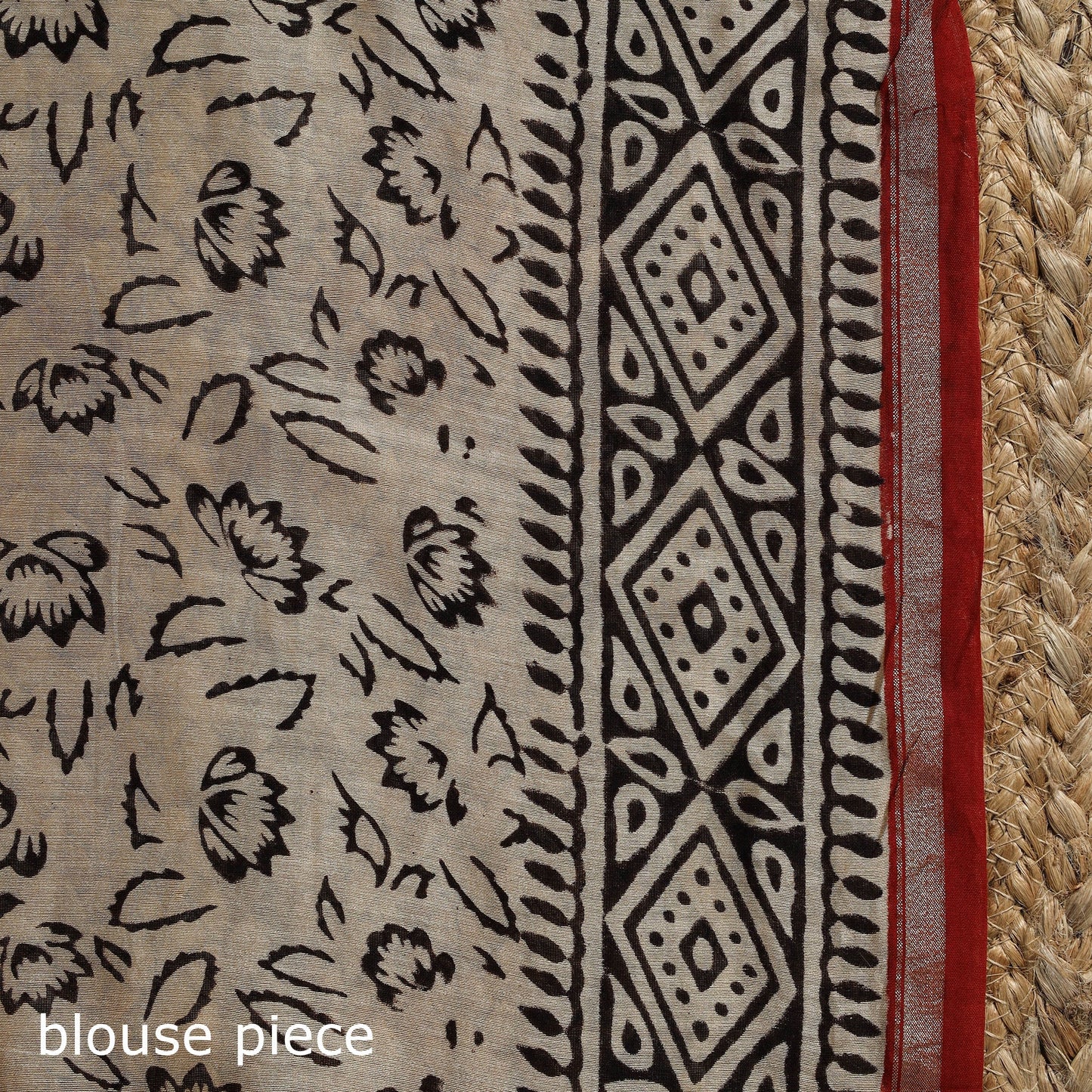 Chanderi silk hand bagru saree with zari border 05