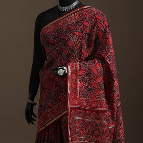 Chanderi silk hand bagru saree with zari border 10