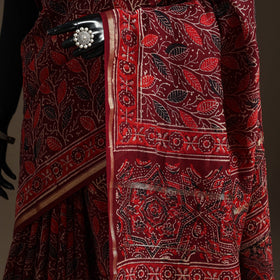 Chanderi silk hand bagru saree with zari border 10