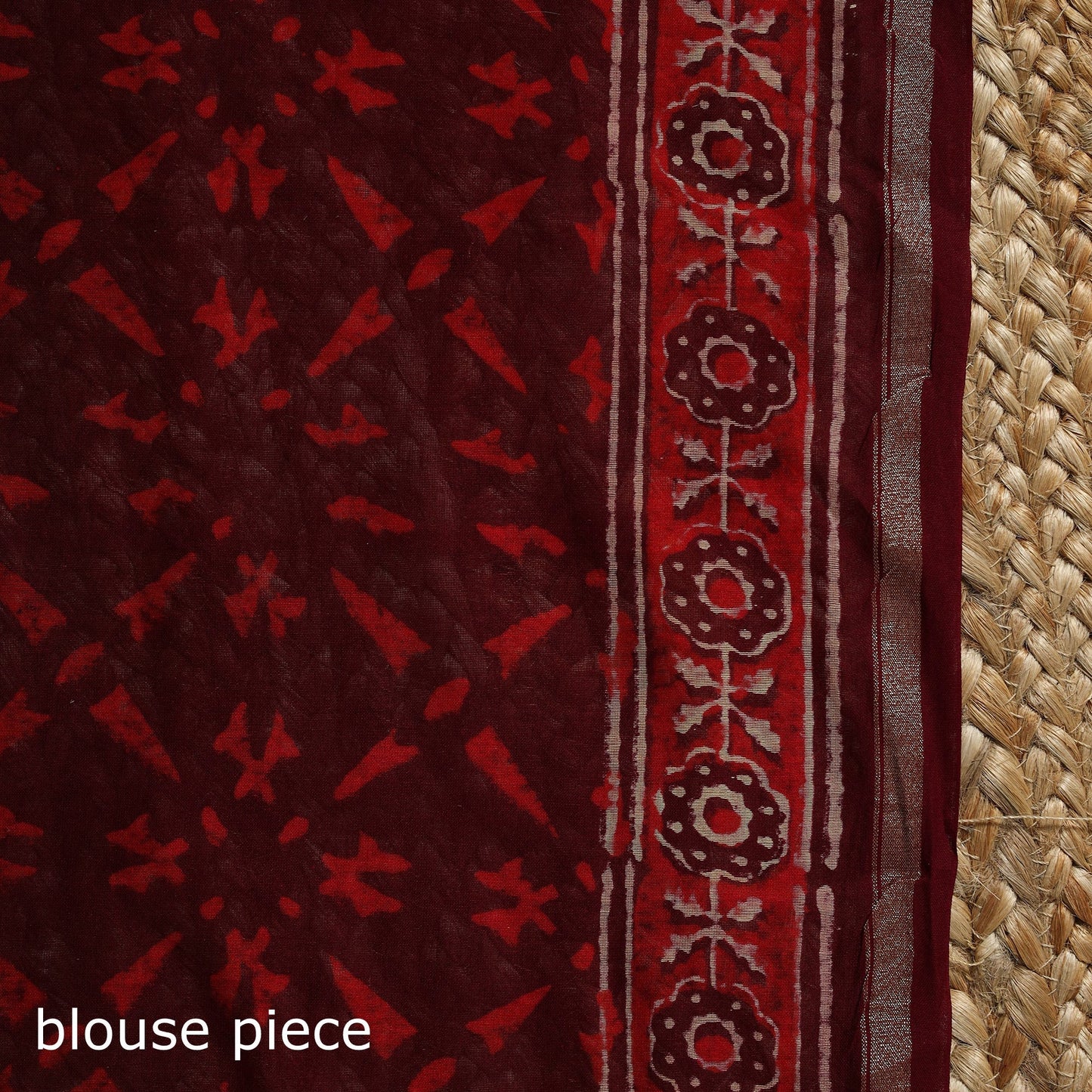 Chanderi silk hand bagru saree with zari border 10