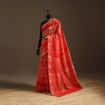 Chanderi silk hand batik saree 04 - handcrafted