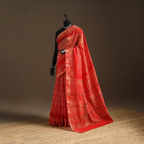 Chanderi silk hand batik saree 04 - handcrafted