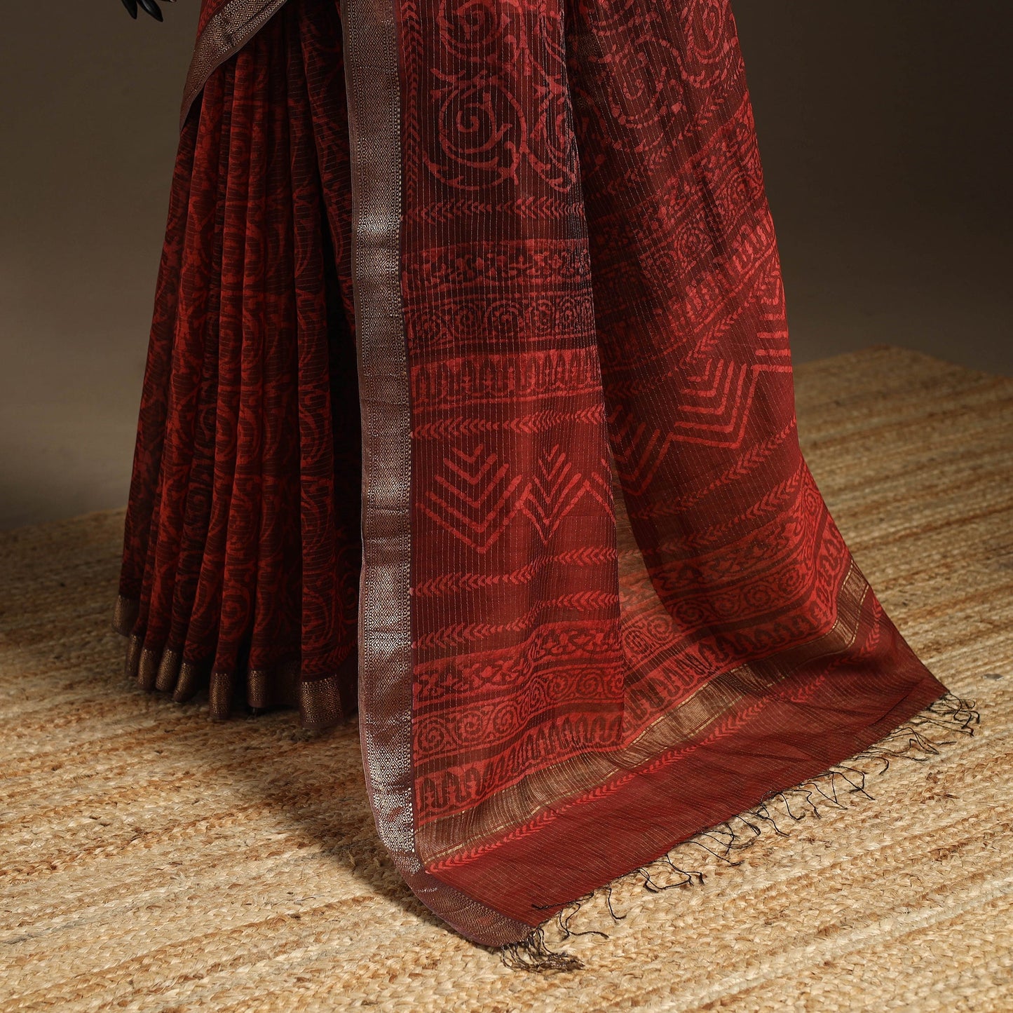 Chanderi silk hand batik saree 10 - handcrafted