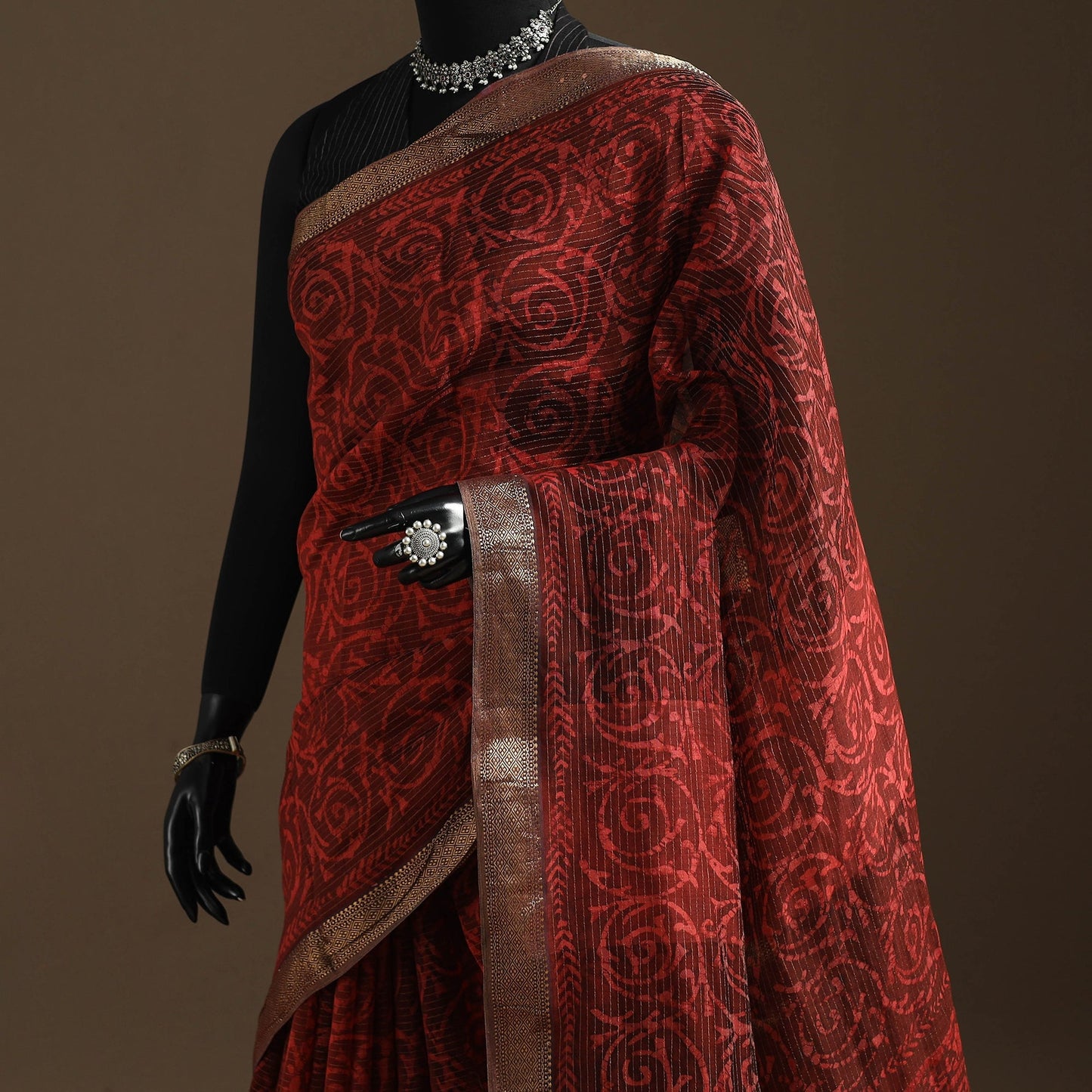 Chanderi silk hand batik saree 10 - handcrafted