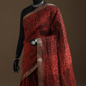 Chanderi silk hand batik saree 10 - handcrafted