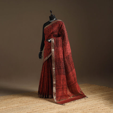 Chanderi silk hand batik saree 10 - handcrafted