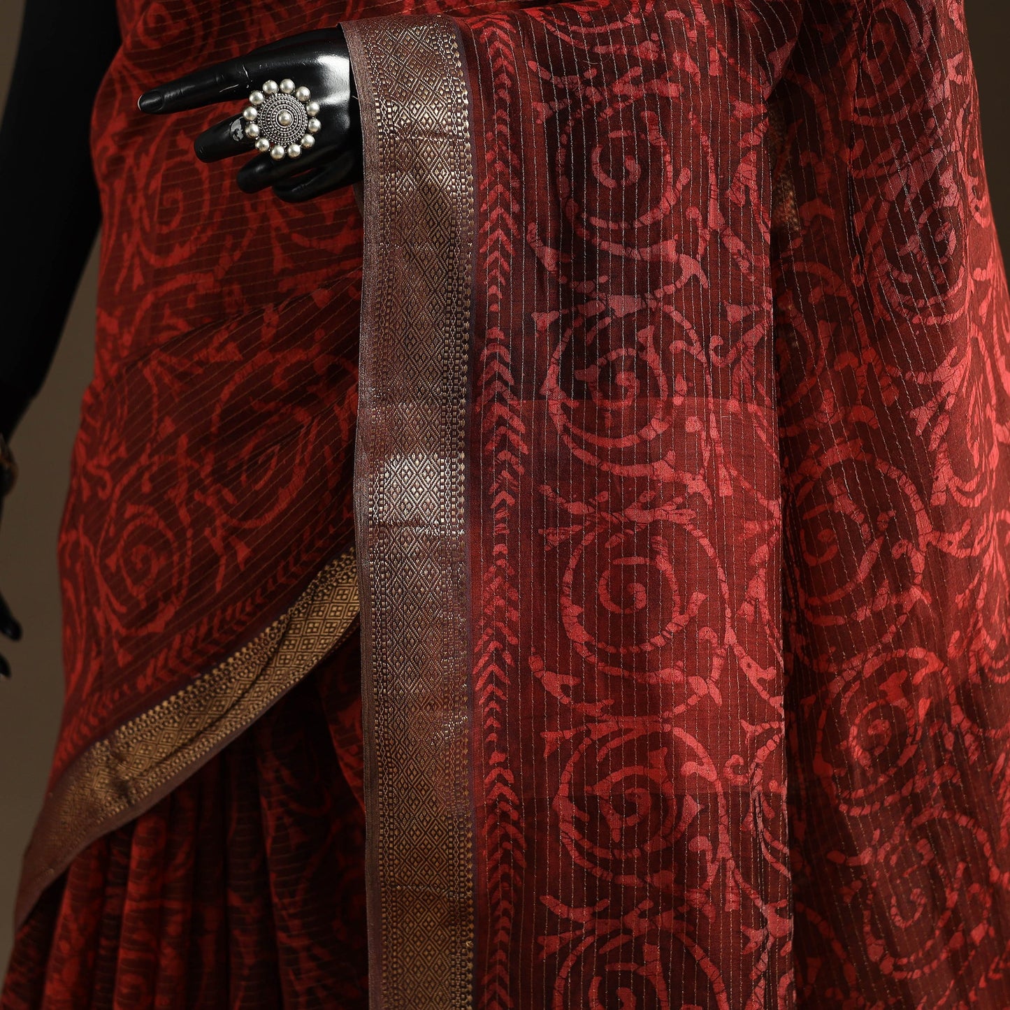 Chanderi silk hand batik saree 10 - handcrafted