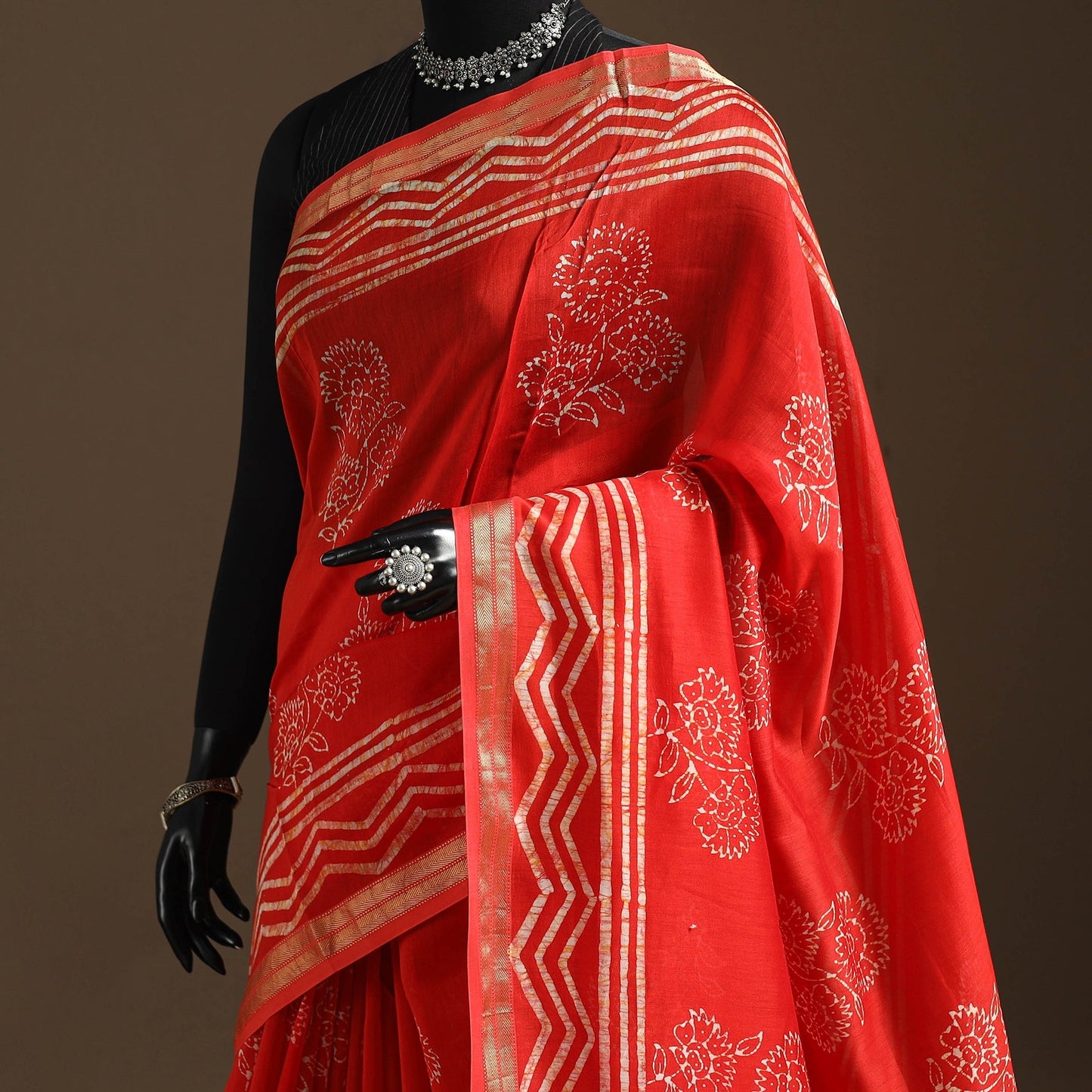 Chanderi silk hand batik saree 14 - handcrafted