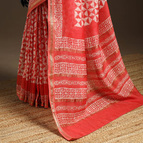Chanderi silk hand batik saree 16 - handcrafted