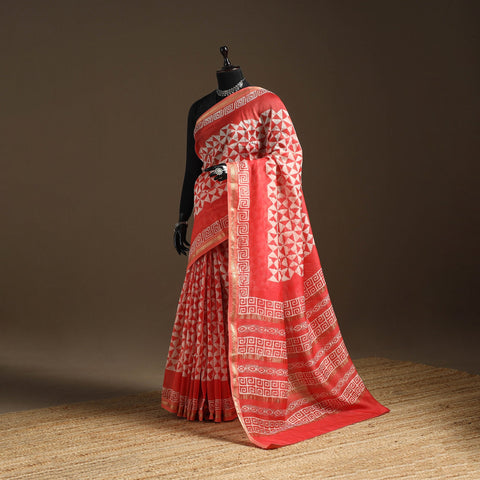 Chanderi silk hand batik saree 16 - handcrafted