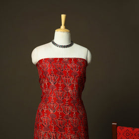 Chanderi silk hand block ajrakh print 3pc unstitched dress