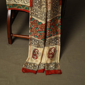 Chanderi silk hand block bagru print 3pc unstitched dress