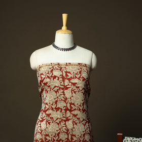 Chanderi silk hand block bagru print 3pc unstitched dress