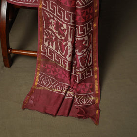 Chanderi silk hand block bagru print 3pc unstitched dress