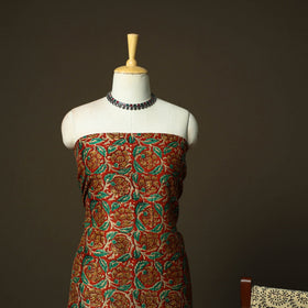 Chanderi silk hand block bagru print 3pc unstitched dress